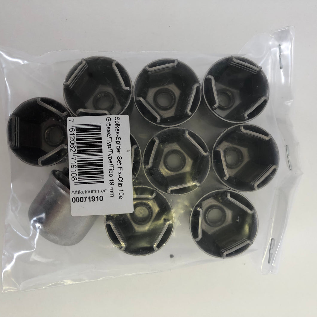 71.910 (10) pcs. 19mm Fix-Clip (insert & bell housing) 19mm hex; Acura; Chrysler; Ford ;Honda; GM; Porsche; Subaru